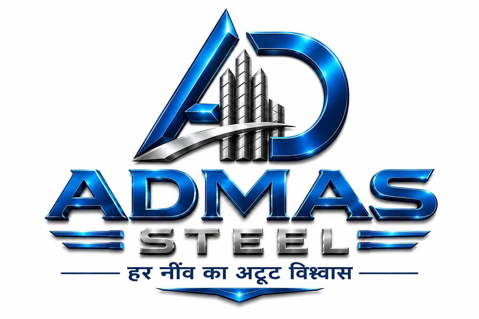 ADMASS STEEL Logo - हर नींव का अटूट विश्वास